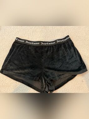 Juicy Couture Black Velour Logo Waistband Sleep Shorts